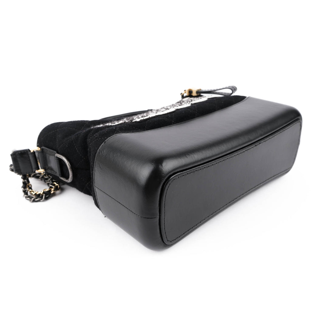 Chanel Medium Gabrielle Hobo Bag in Black Felt and Calfskin