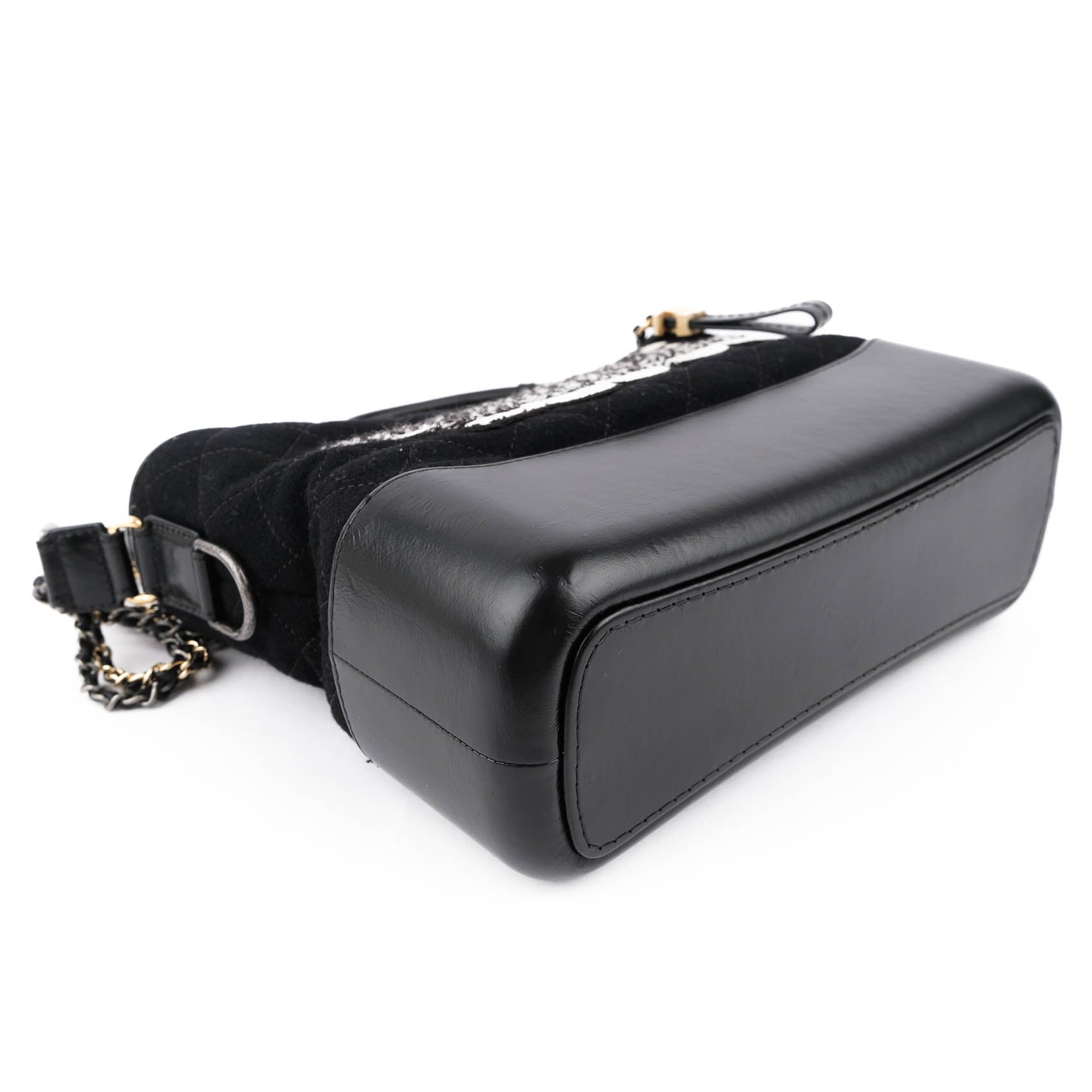 Chanel Medium Gabrielle Hobo Bag in Black Felt and Calfskin