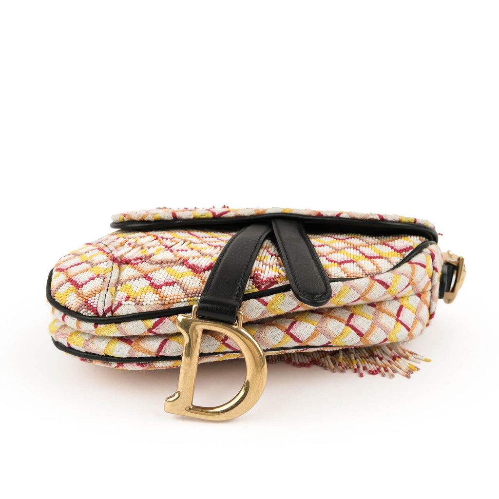 Christian Dior Beaded Saddle Bag with Embroidered Strap
