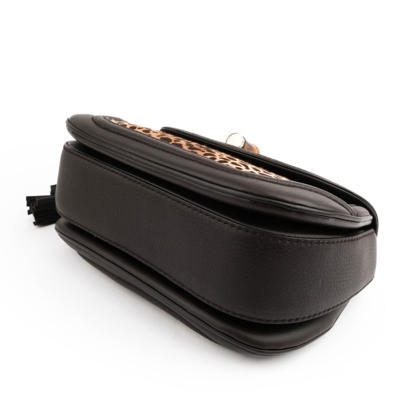 Gucci Bamboo Leopard Hair-Calf 2WAY Top Handle Bag