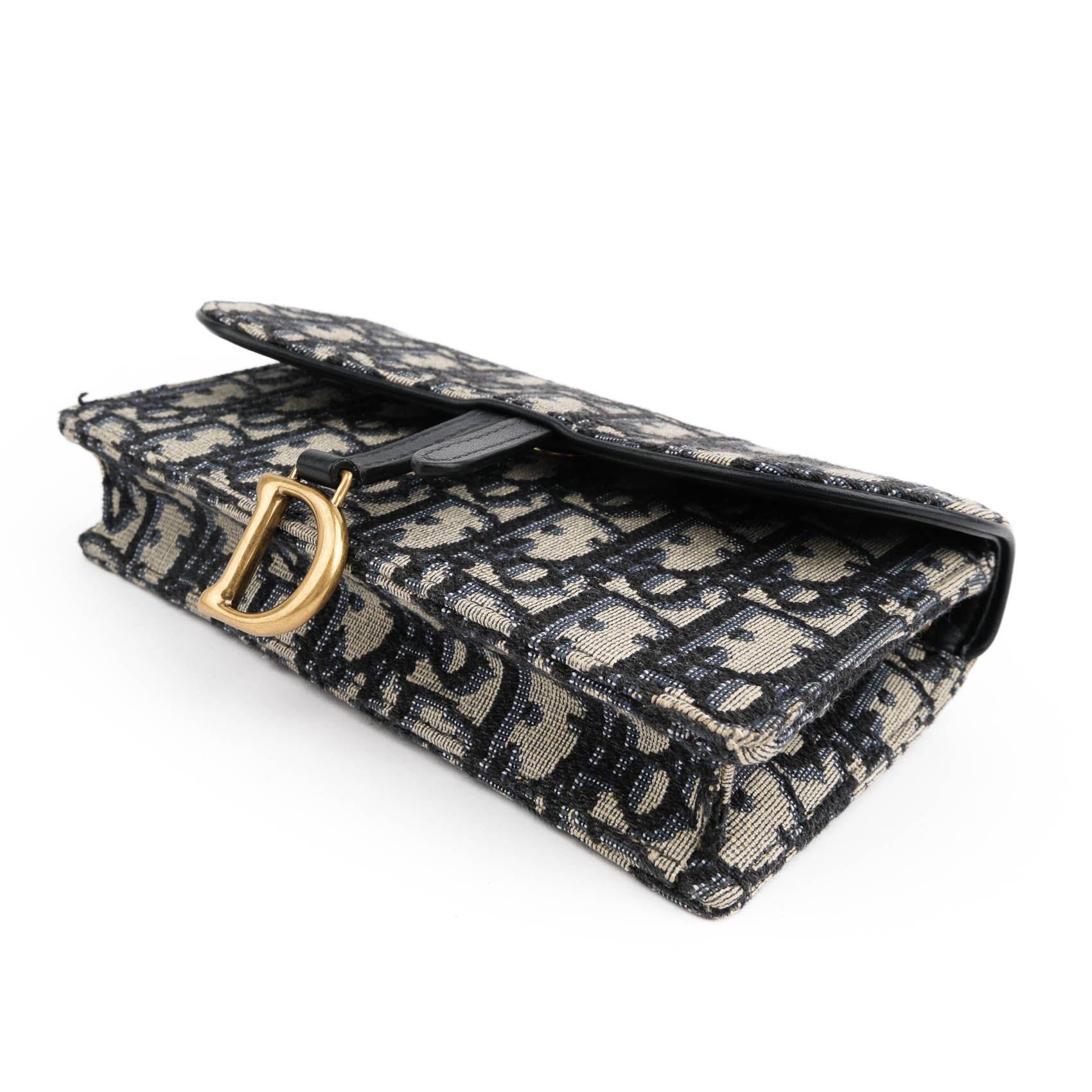 Dior Saddle Belt Pouch in Navy Oblique Jacquard with Aged Gold Hardware