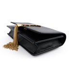 Saint Laurent (YSL) Kate Small Chain Shoulder Bag with Tassel in Black Smooth Leather 354121