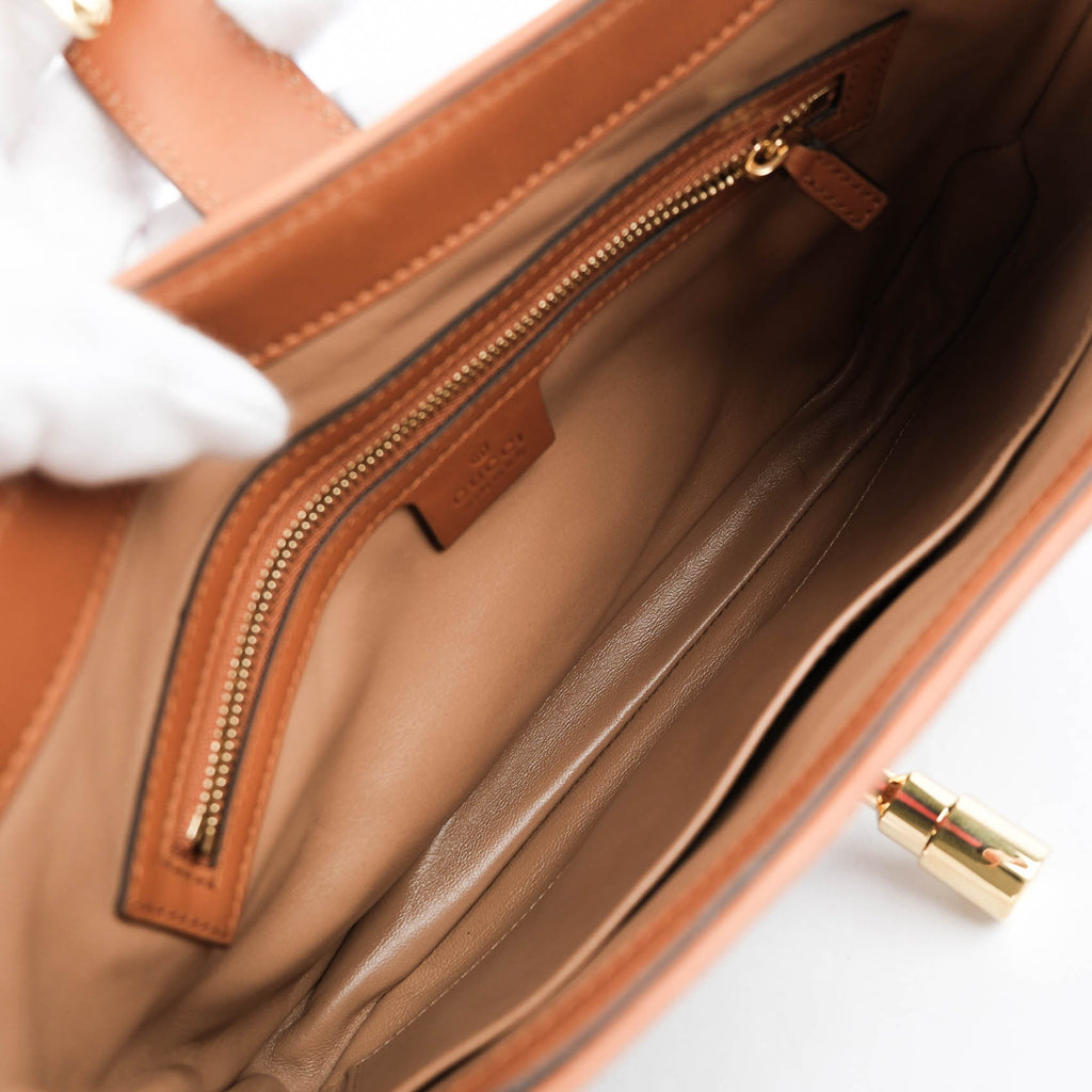Gucci Jackie 1961 Small Shoulder Bag in Green Felt and Brown Leather