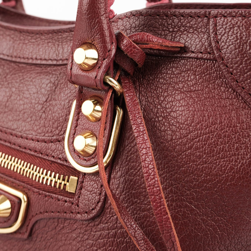Balenciaga Classic Metallic Edge Small City - Bordeaux