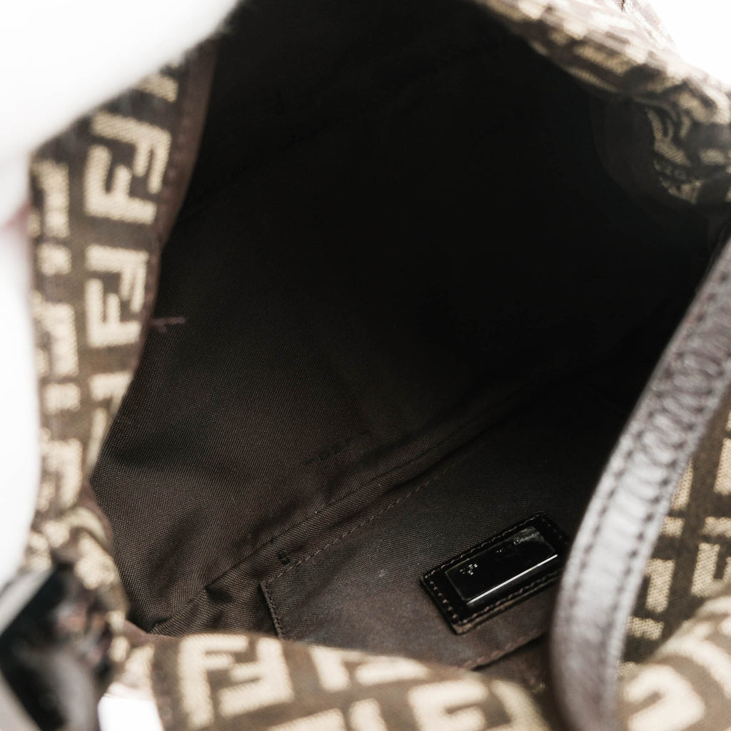 Fendi Zucchino Canvas Baguette Pouch - Discontinued Dark Gunmetal Edition