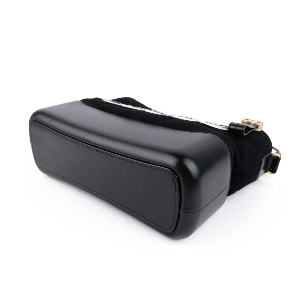 Chanel Medium Gabrielle Hobo Bag in Black Felt and Calfskin