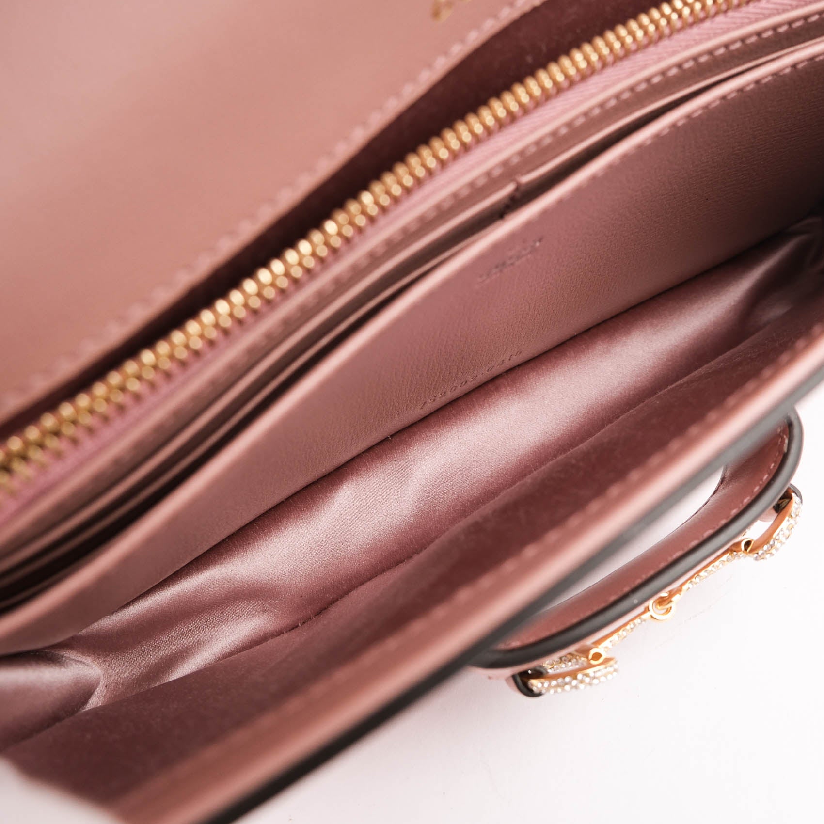 Gucci Horsebit 1955 Mini Chain Flap Bag Pink Leather Crystal Hardware 752002