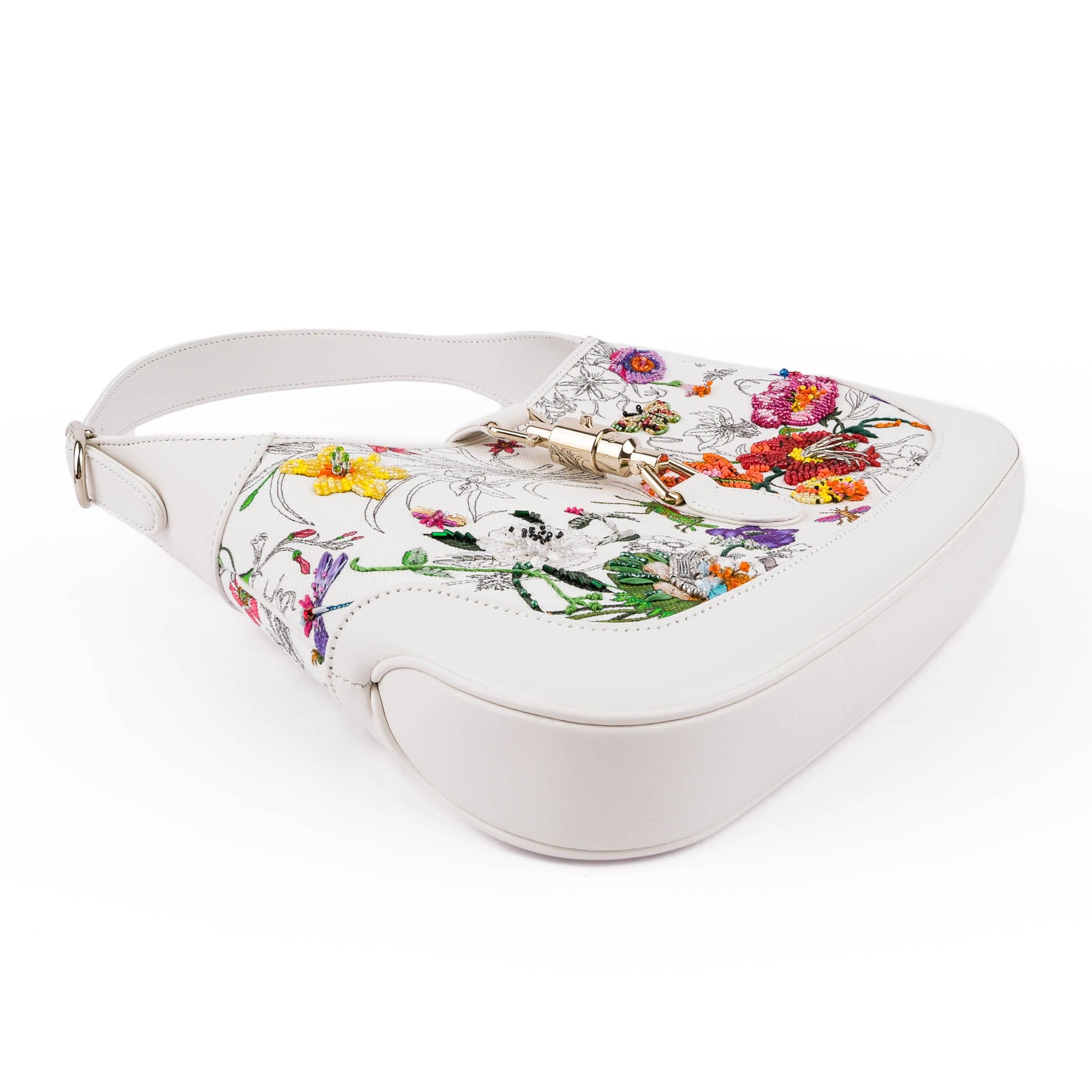 【Ultra-Rare】Gucci Jackie 1961 Embroidered Medium Bag – White Flora 833047 FAETU 9143