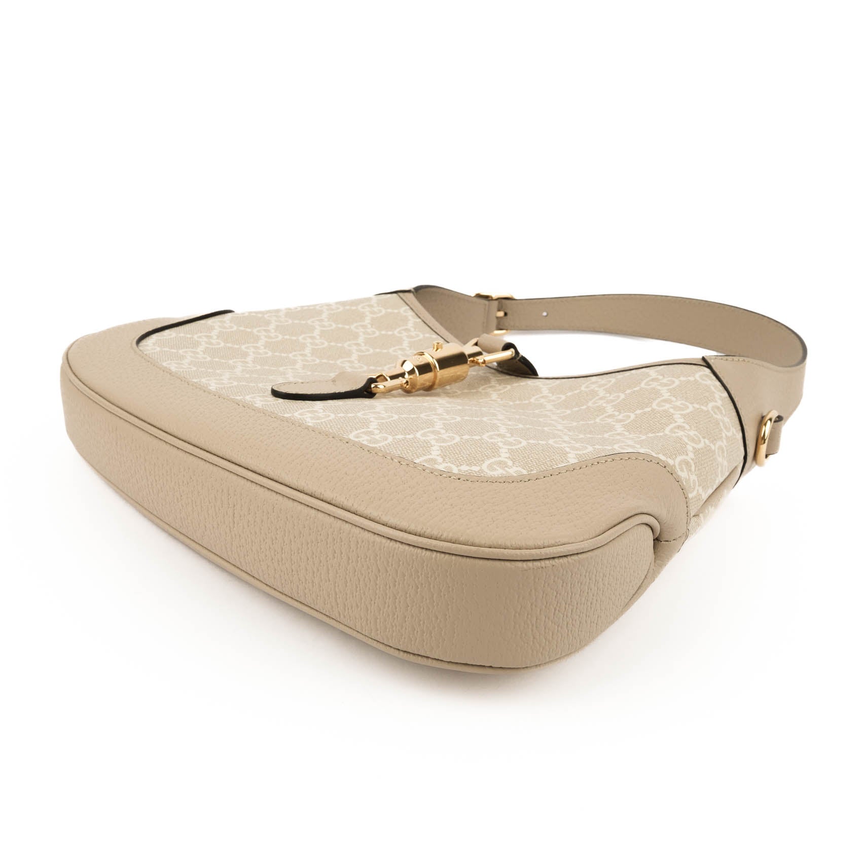 Gucci Jackie 1961 Small Shoulder Bag in Beige & White GG Supreme Canvas