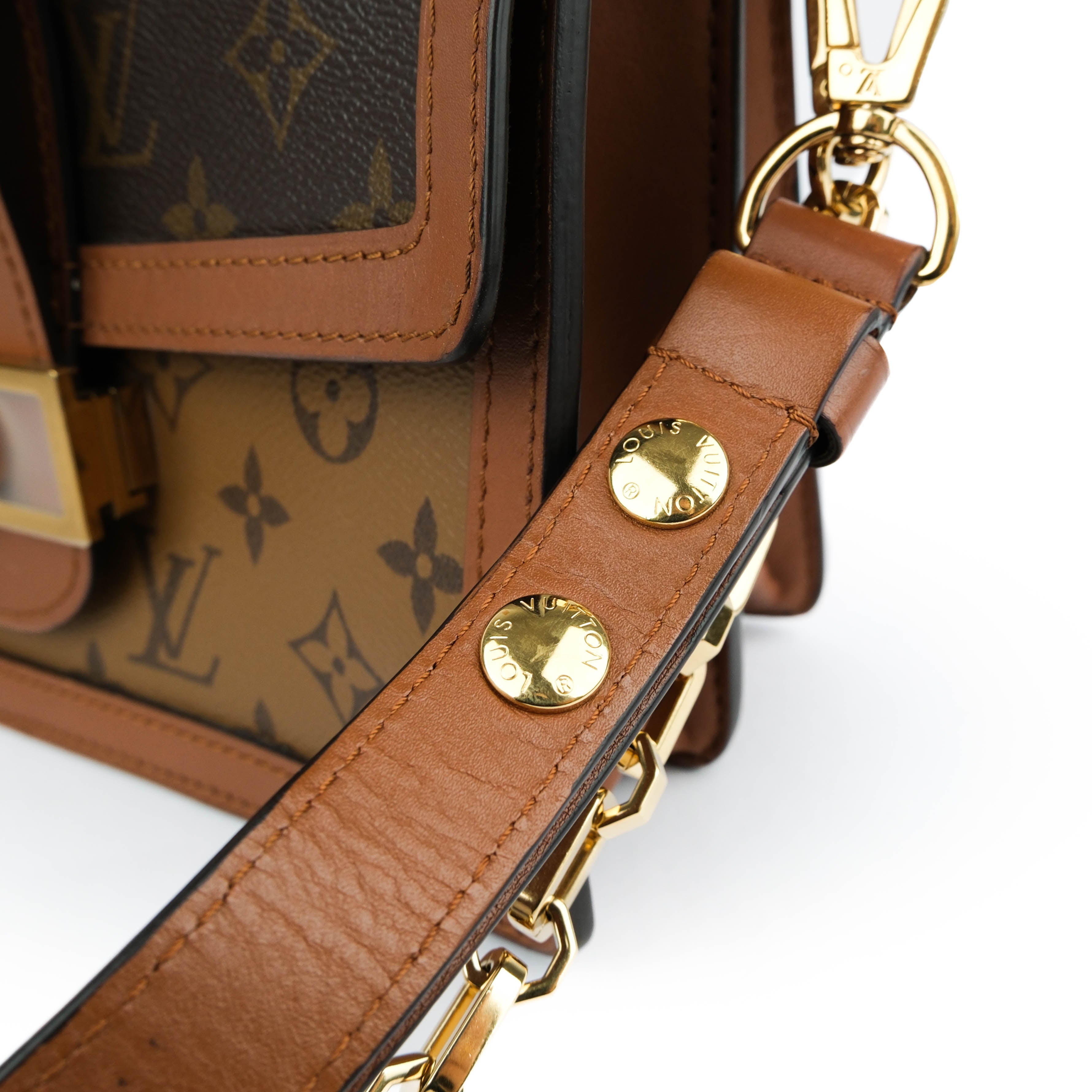 Louis Vuitton Dauphine MM Monogram Reverse Canvas Brown Crossbody Bag - M44391