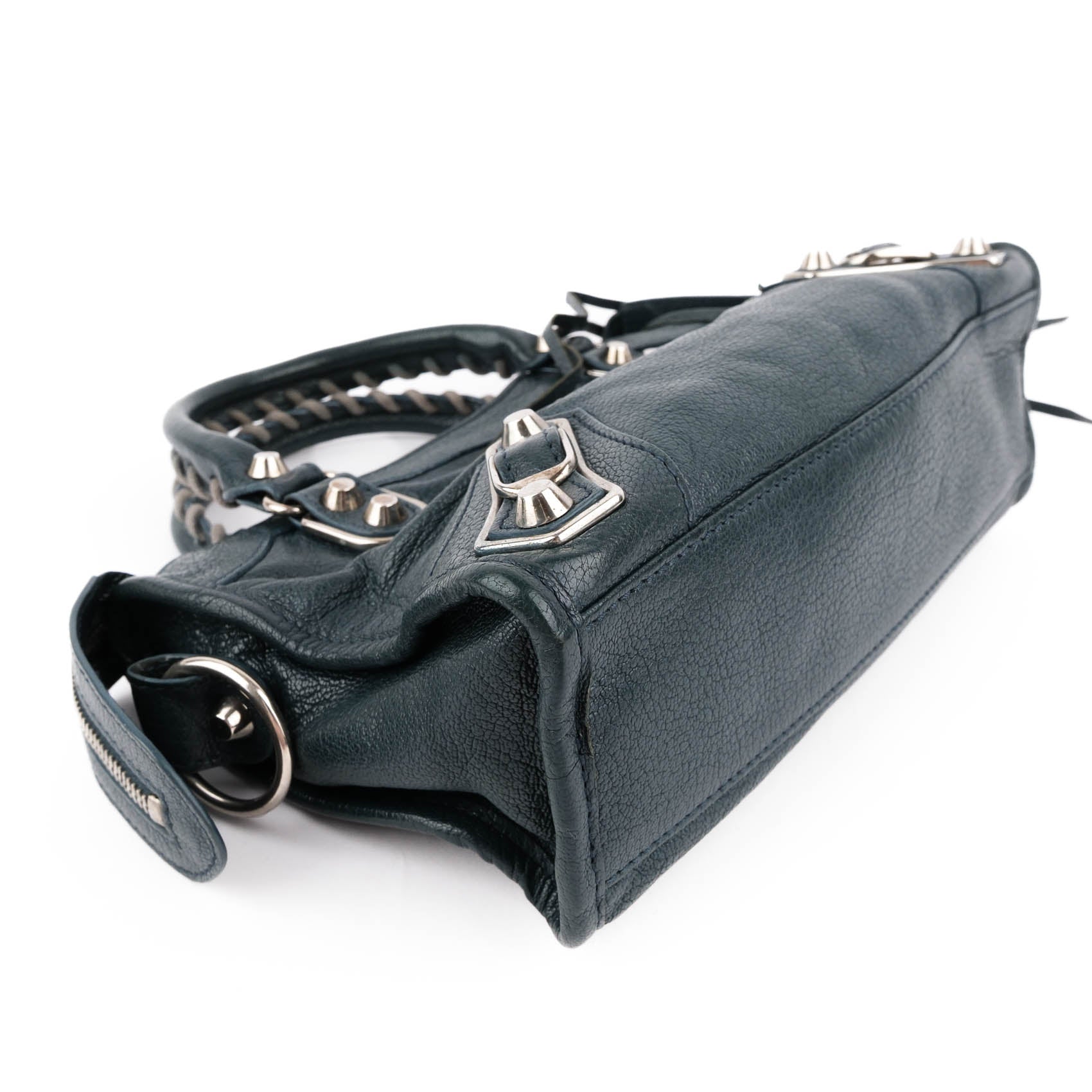 Balenciaga Classic Metallic Edge Mini City Leather 2-Way Handbag Green