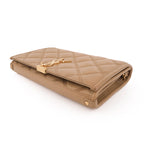 Saint Laurent Paris Becky Leather Chain Wallet in Beige