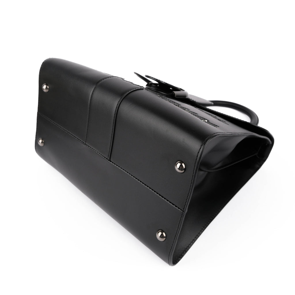 Delvaux Brillant MM L'Humour Handbag - Black Box Calf Leather