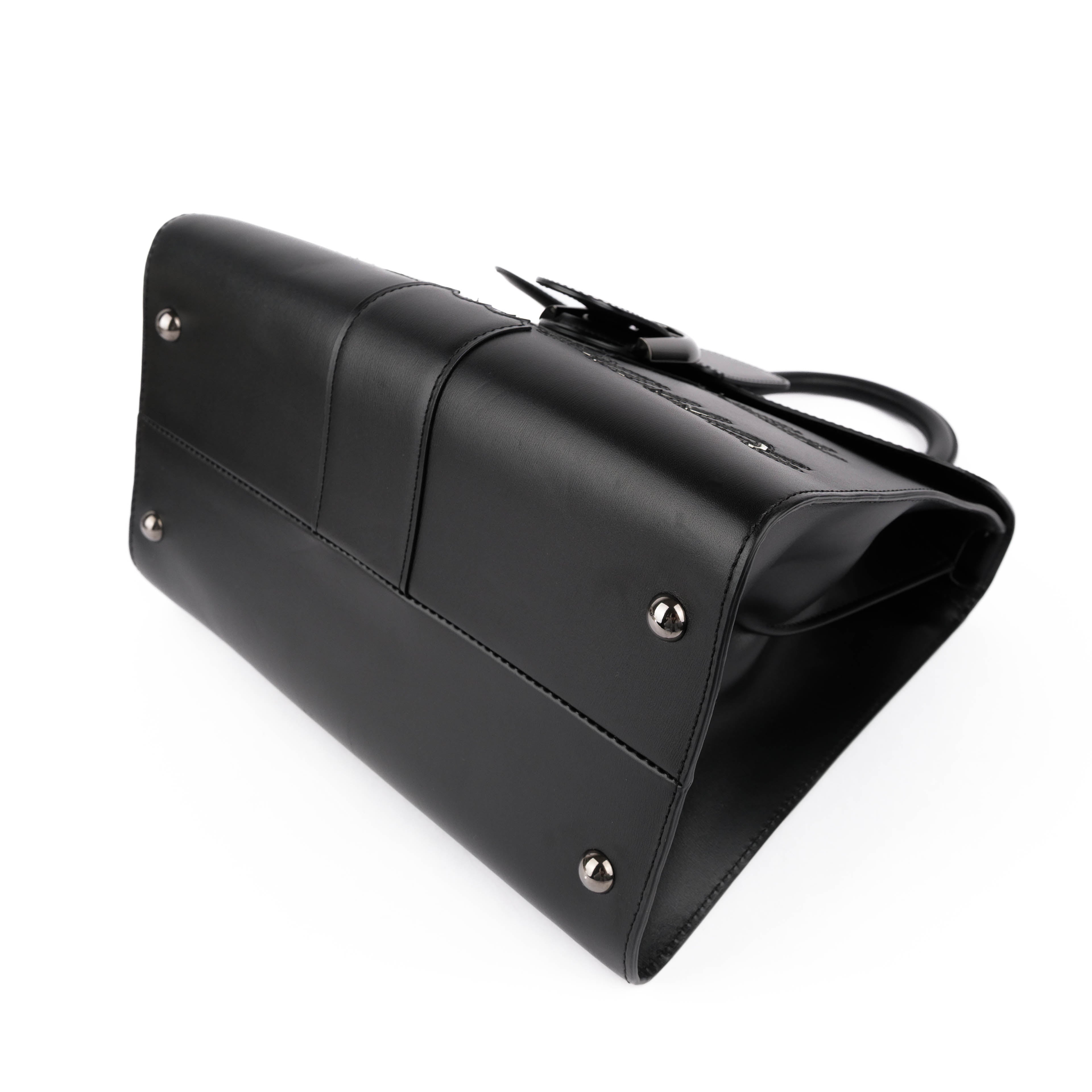 Delvaux Brillant MM L'Humour Handbag - Black Box Calf Leather