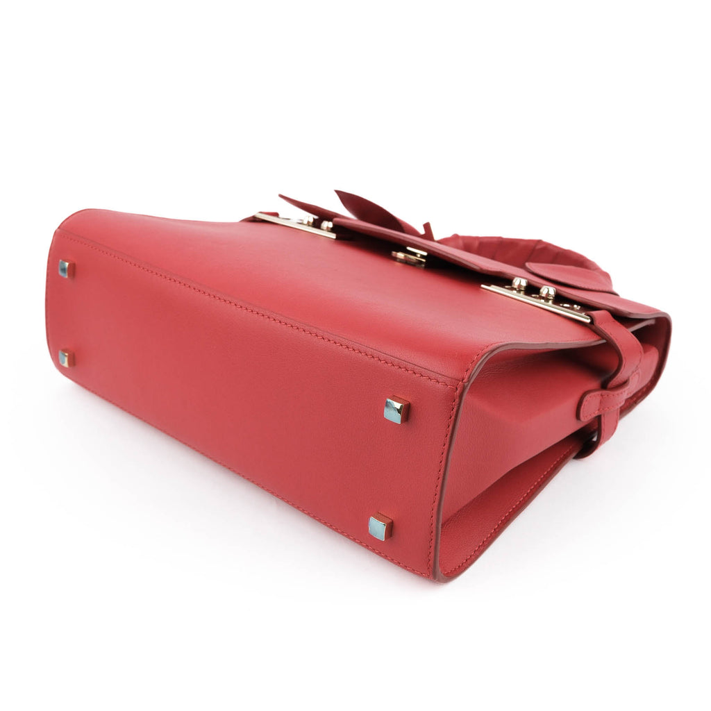 Delvaux Tempête MM Supple Calfskin Leather Bag - Lipstick Red with Knotted Handle