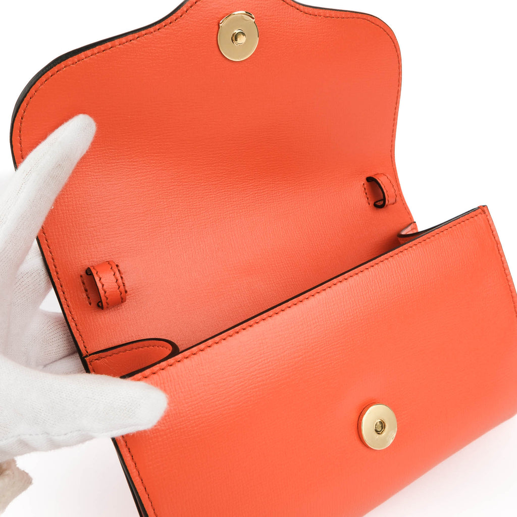 GUCCI Horsebit Mini Shoulder Bag Orange Leather Monochrome 2-Way