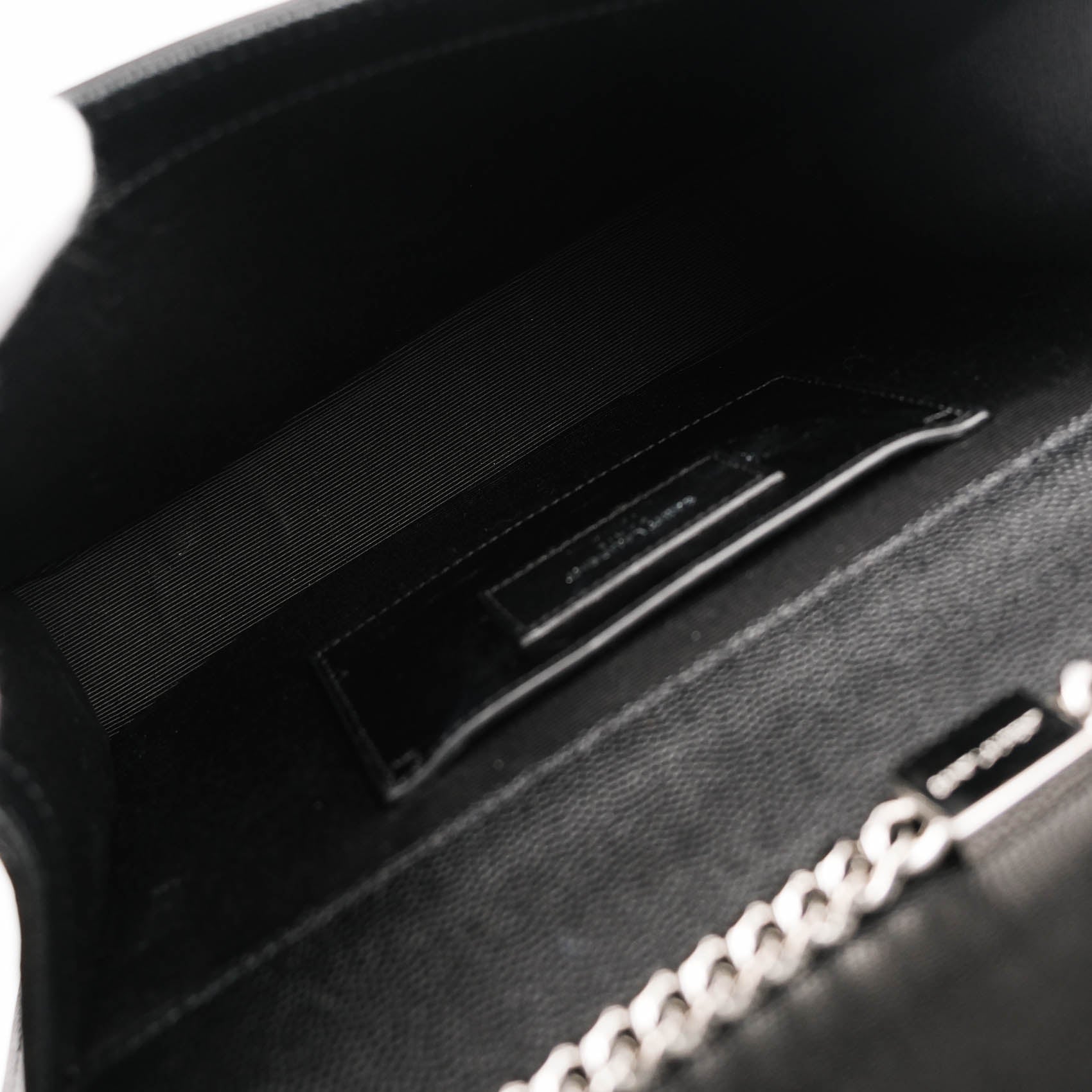 Saint Laurent Kate Medium Chain Shoulder Bag Black Grained Leather Round Studs Silver Hardware YSL Logo