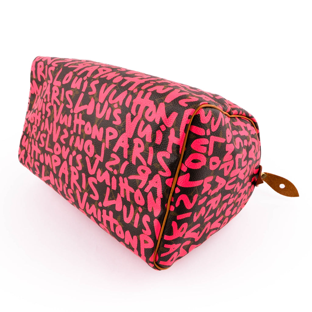 Louis Vuitton Limited Edition 2009 Stephen Sprouse Monogram Graffiti Speedy 30 - Fuchsia