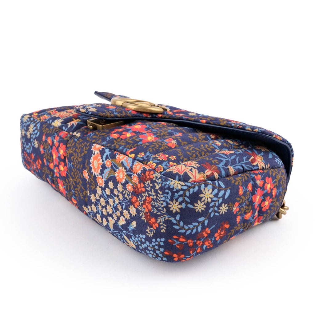 Gucci Small GG Marmont Floral Print Canvas Shoulder Bag