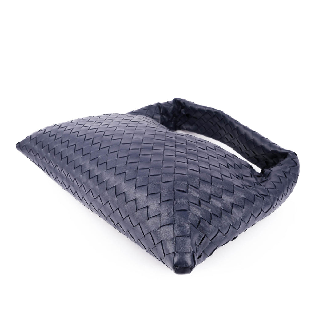 Bottega Veneta Medium Hop Intrecciato Leather Hobo Bag - Navy