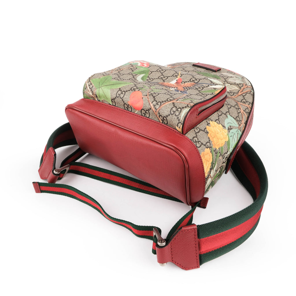 Gucci Tian GG Supreme PVC x Leather Backpack Beige x Red