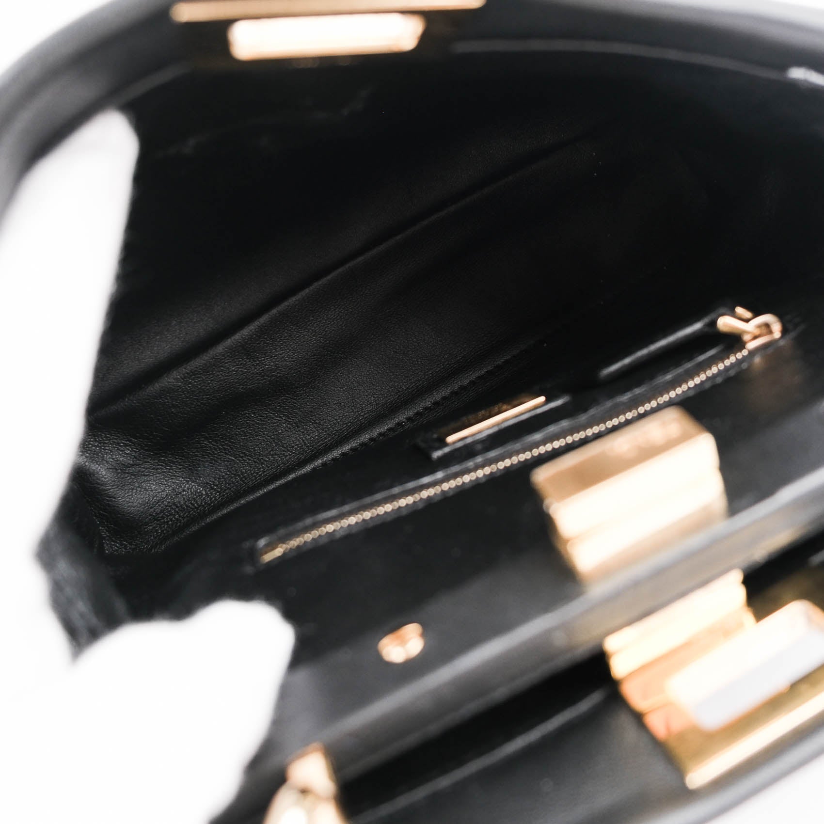 Fendi Peekaboo Mini 2Way Handbag Black Smooth Leather Gold Hardware