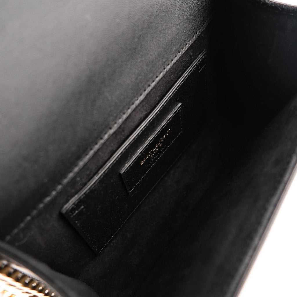 Saint Laurent (YSL) Kate Small Chain Shoulder Bag with Tassel in Black Smooth Leather 354121