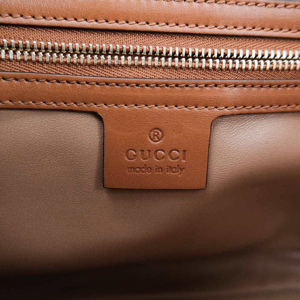 Gucci Jackie 1961 Small Shoulder Bag in Green Felt and Brown Leather