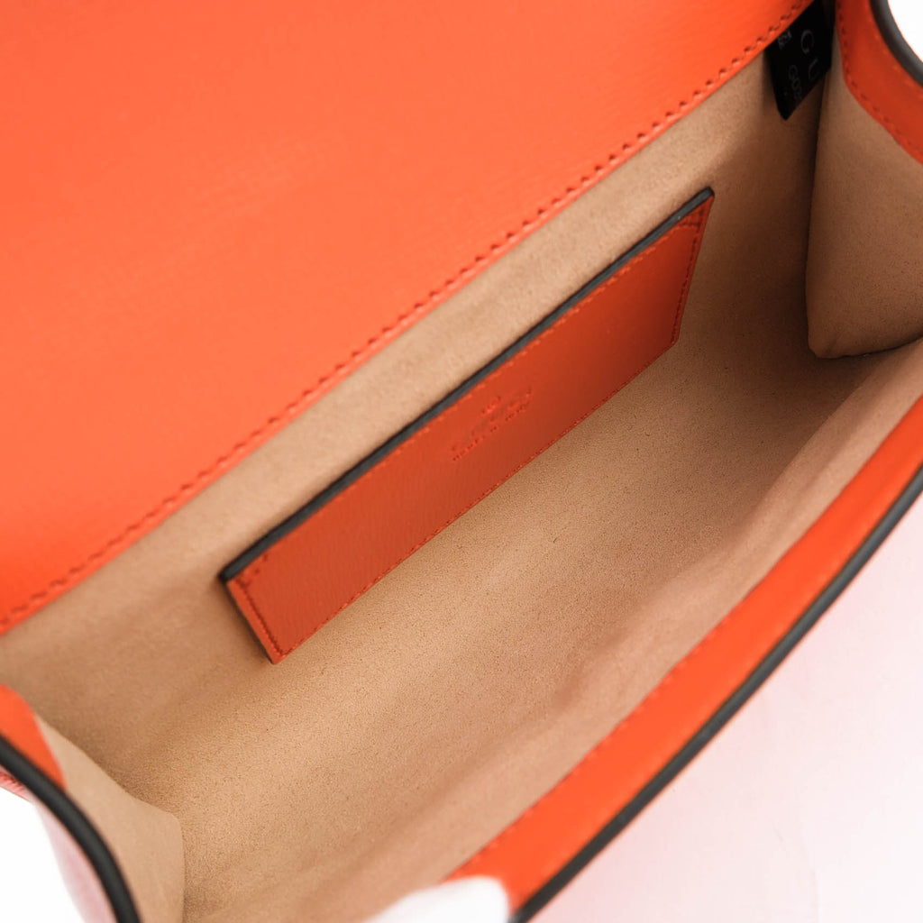 GUCCI Horsebit Mini Shoulder Bag Orange Leather Monochrome 2-Way