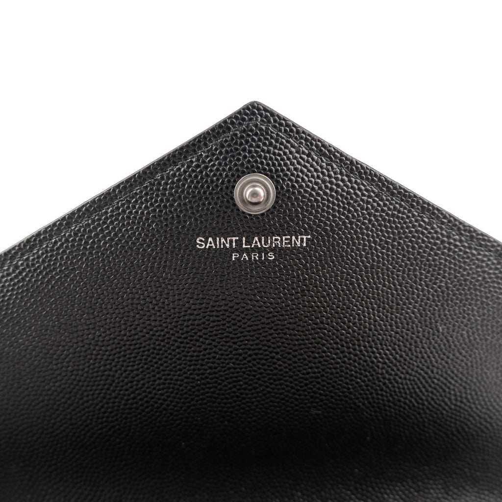 Saint Laurent Large Envelope Bag in Mix Matelassé Grain de Poudre Embossed Leather with White Piping and Black Hardware