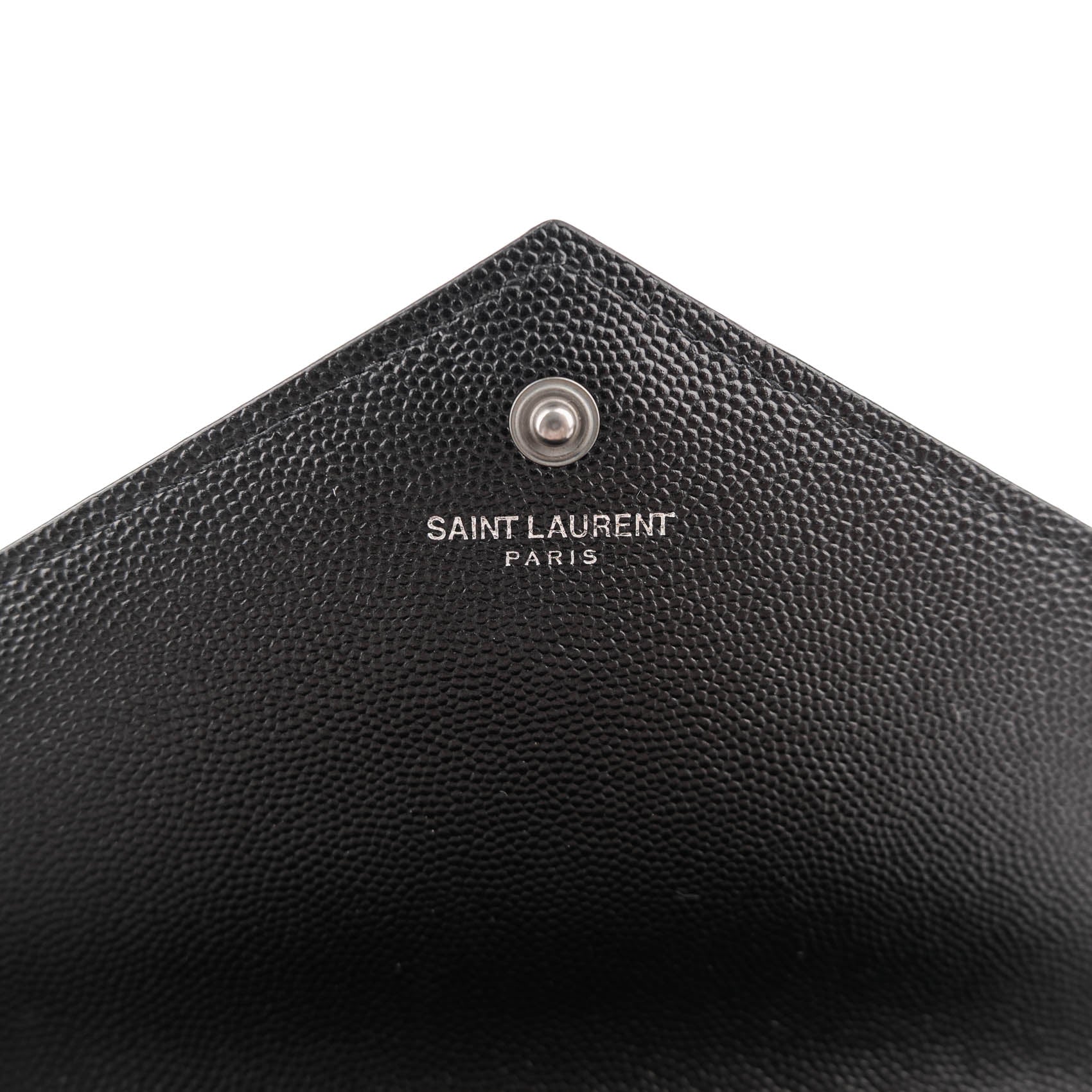 Saint Laurent Large Envelope Bag in Mix Matelassé Grain de Poudre Embossed Leather with White Piping and Black Hardware