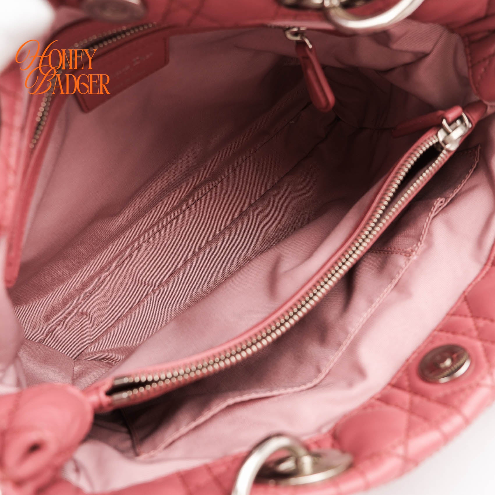 Christian Dior Soft Chain Tote Cannage Pink Lambskin Silver Hardware Shoulder Bag