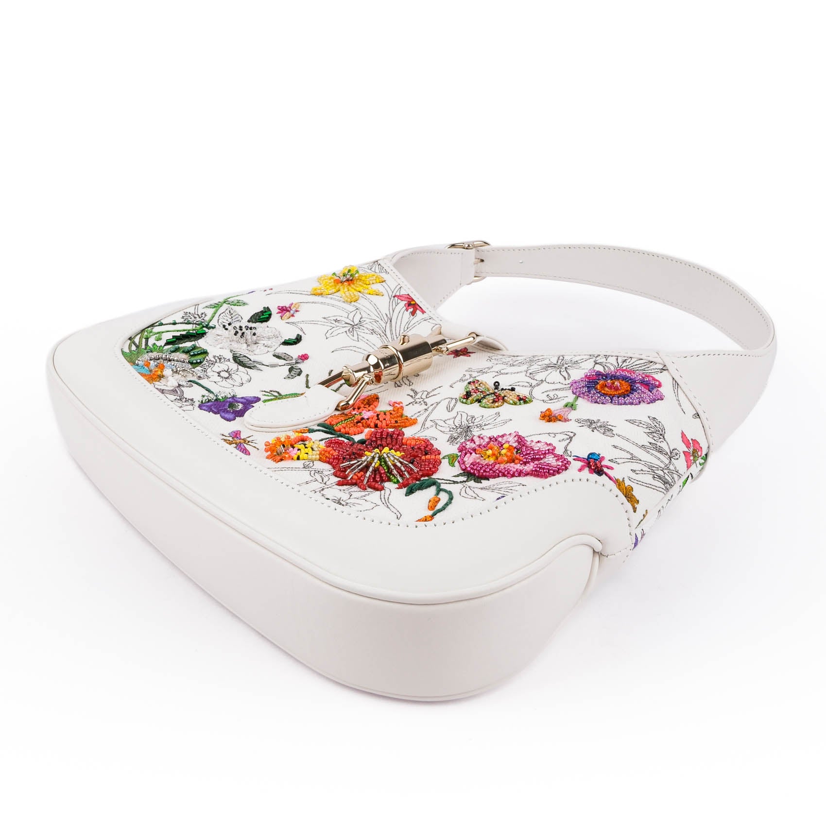 【Ultra-Rare】Gucci Jackie 1961 Embroidered Medium Bag – White Flora 833047 FAETU 9143