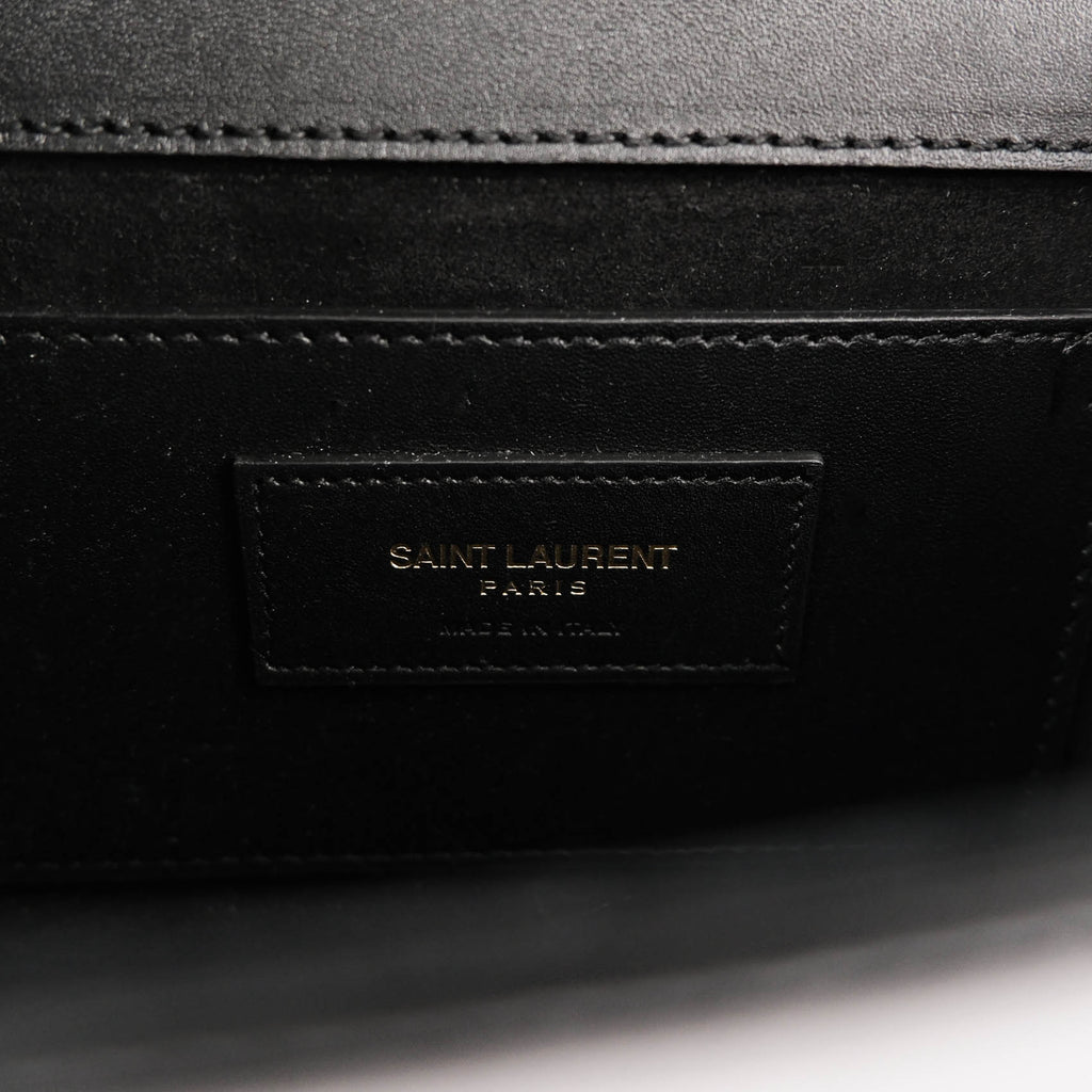 Saint Laurent (YSL) Kate Small Chain Shoulder Bag with Tassel in Black Smooth Leather 354121