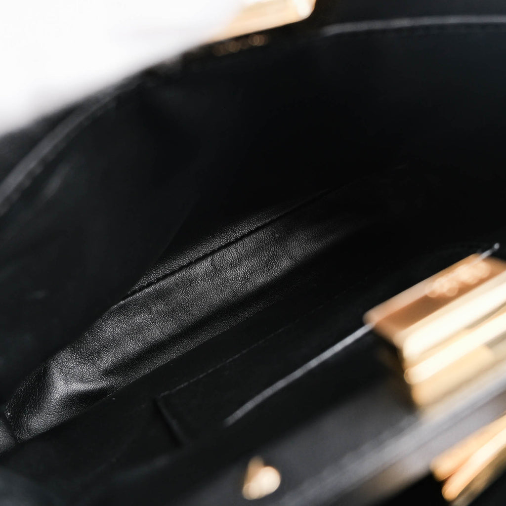 FENDI Mini Peekaboo Black Leather 2WAY Handbag 8BN244