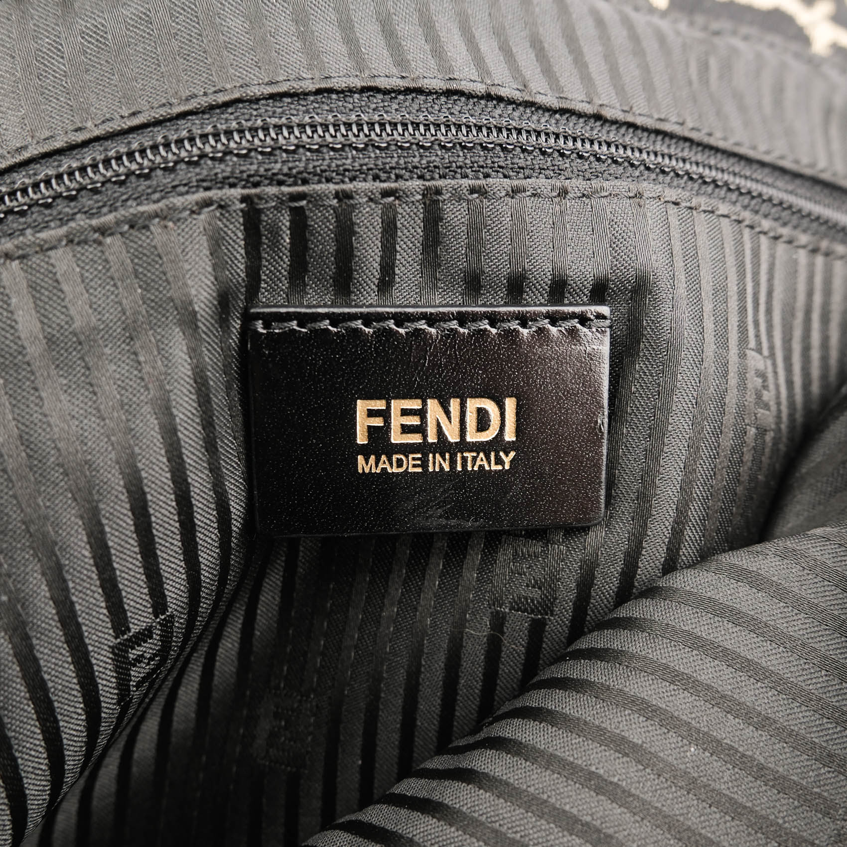 Fendi Large Baguette Leopard Canvas Shoulder Bag with Gold Hardware