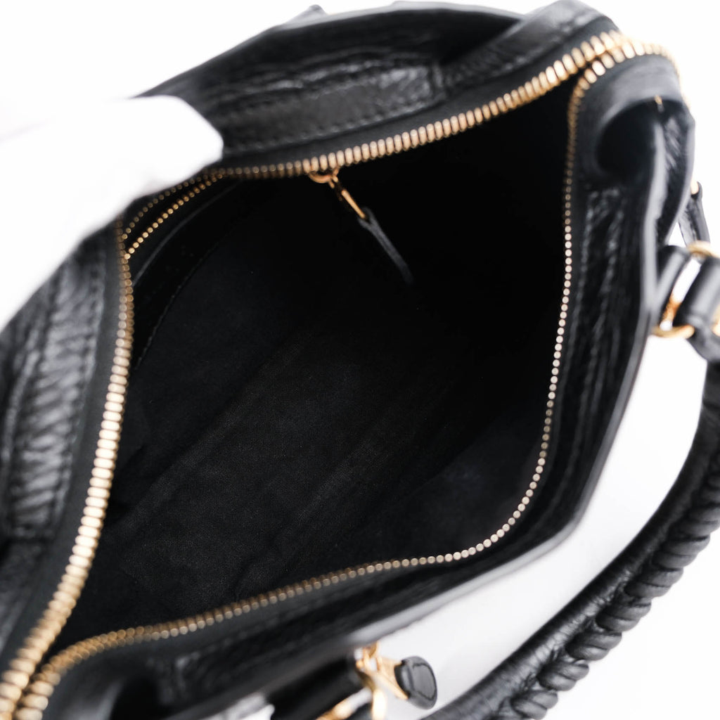 Balenciaga Classic City Mini with Giant 12 Gold Hardware (Black Lambskin)