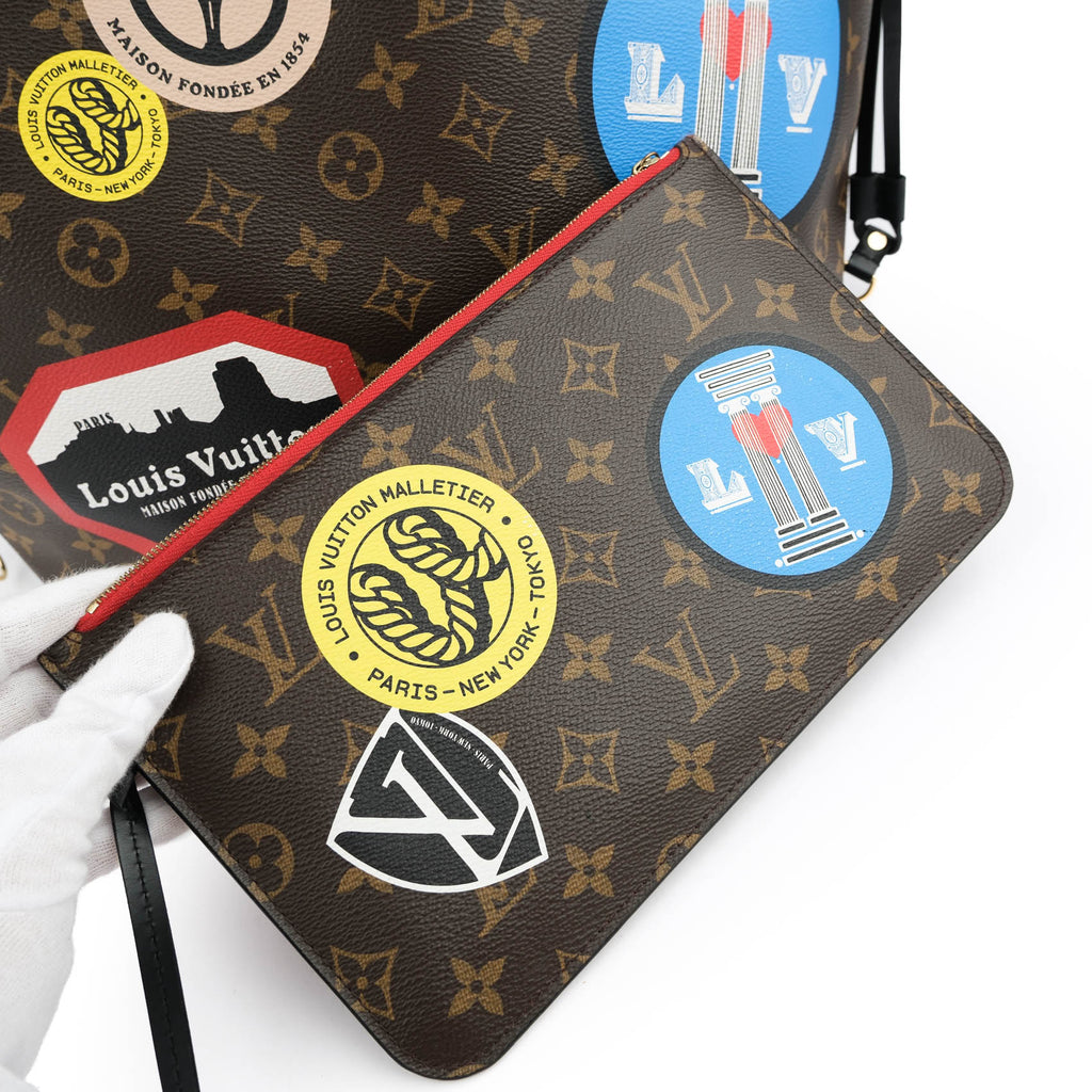 Louis Vuitton Monogram World Tour Neverfull MM - Paris Edition (Black Trim)
