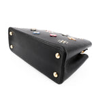 Louis Vuitton Capucines PM M54311 Black Taurillon Leather Monogram Flower Studs 2-Way Handbag RFID