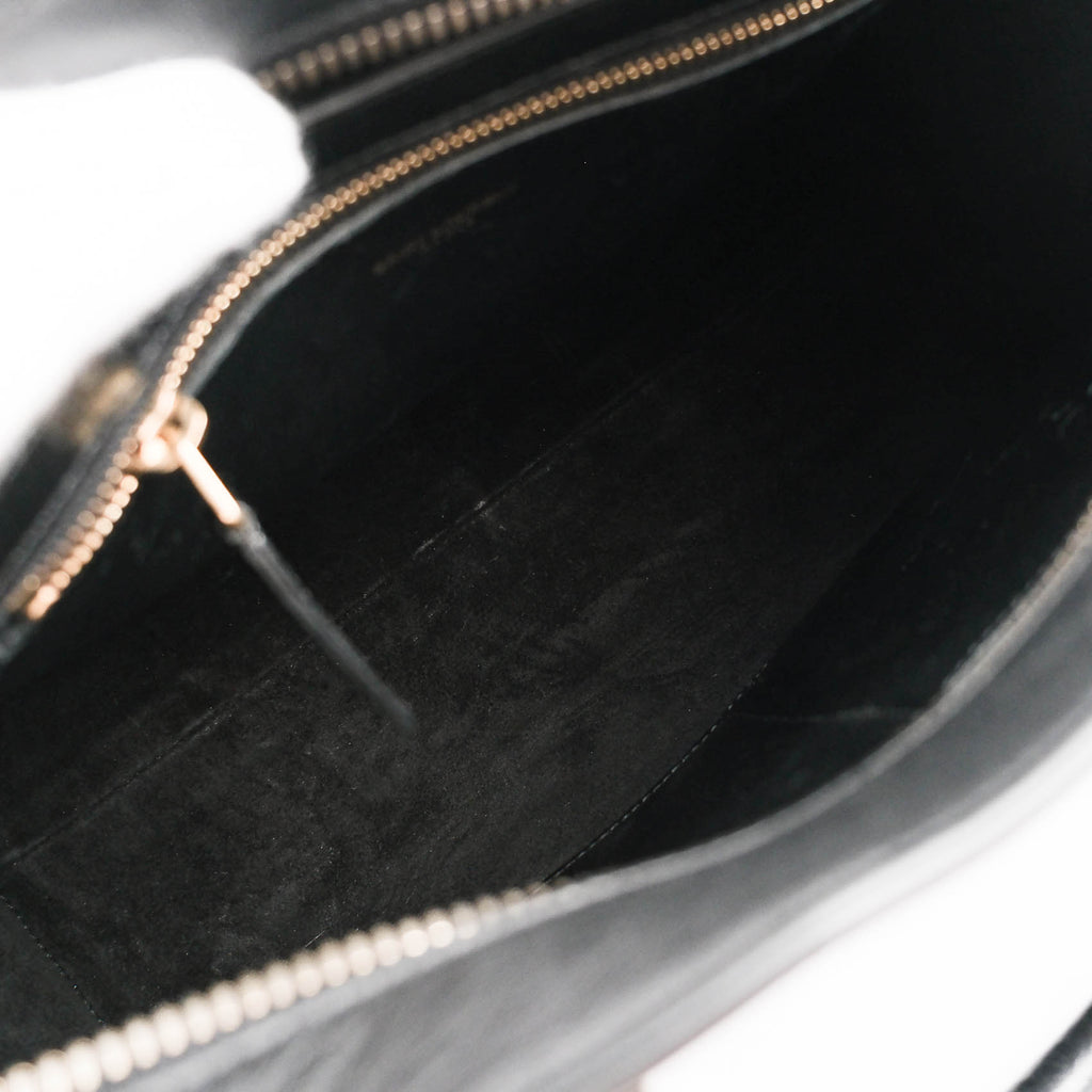 Saint Laurent Paris Monogram Baby Cabas 2-Way Handbag Smooth Leather Black Gold Hardware