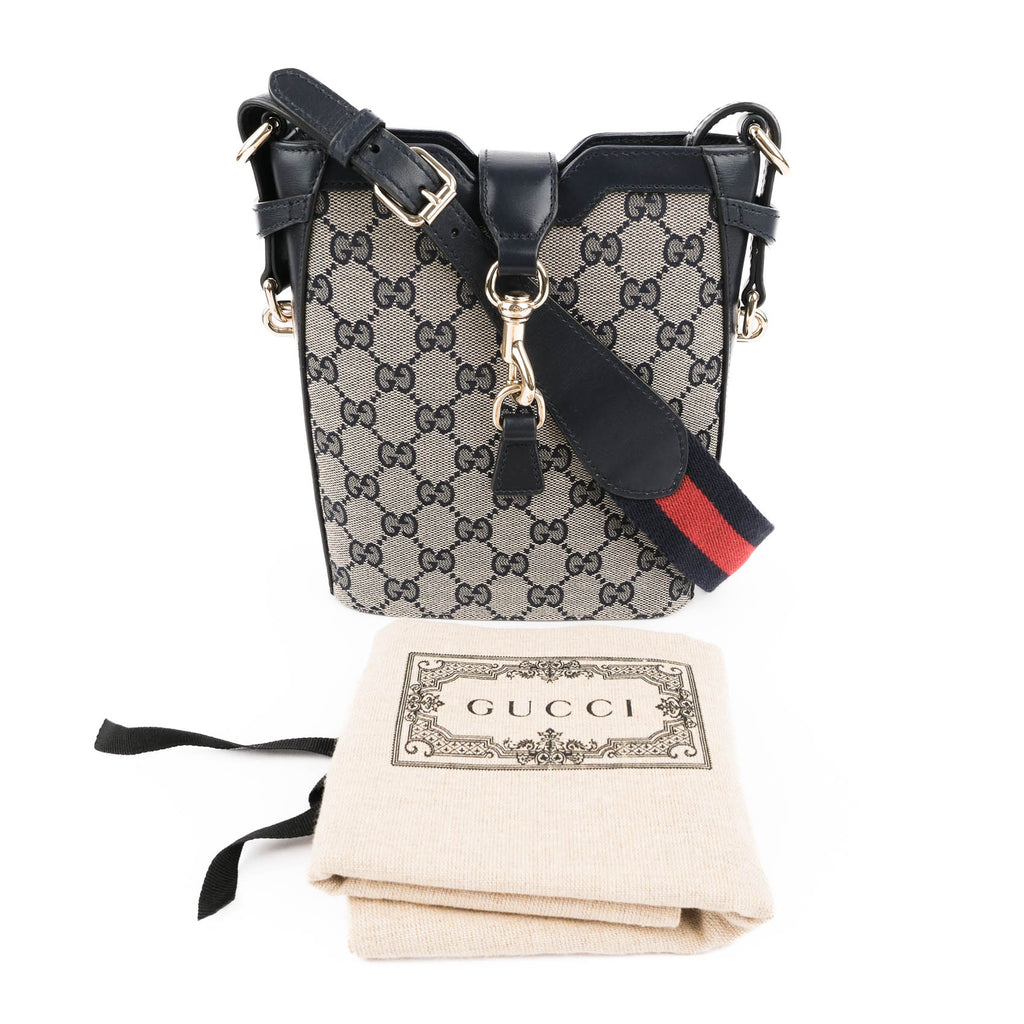 Gucci Ophidia Mini GG Supreme Bucket Bag - Beige & Blue