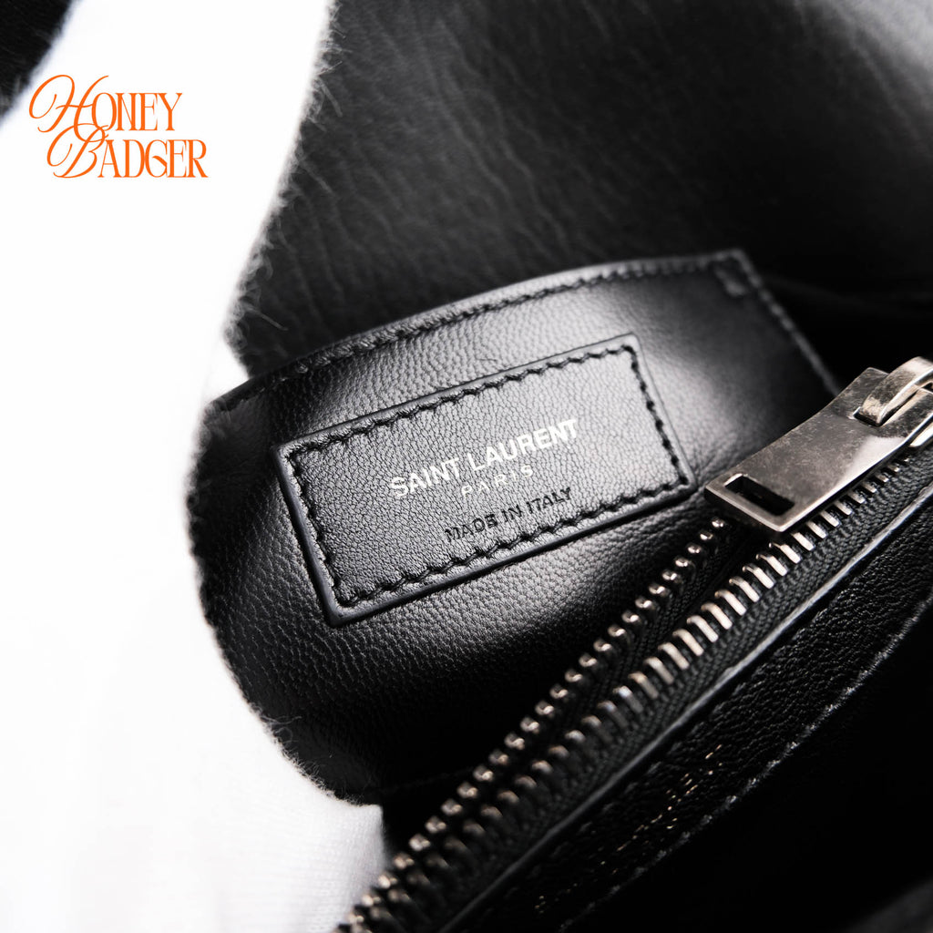 Saint Laurent Medium College Bag Rare Diamond Quilted Black Leather Silver Hardware