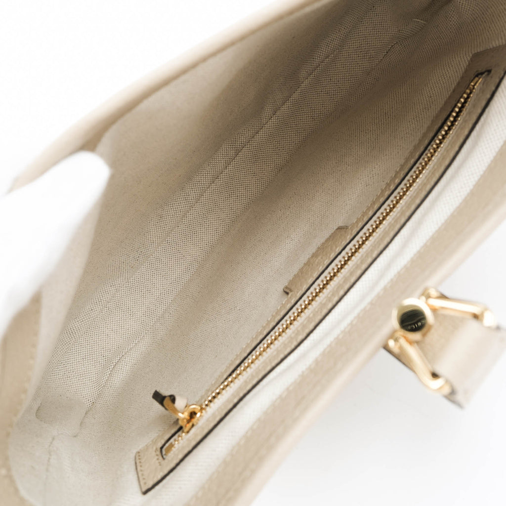 Gucci Jackie 1961 Medium GG Canvas Beige Ivory Gold Hardware Rank S