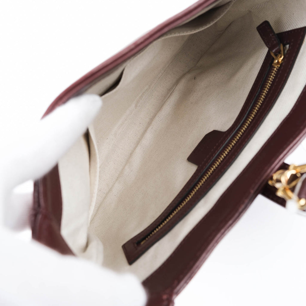 Gucci Jackie 1961 Small GG Canvas Leather Bordeaux Shoulder Bag 636706