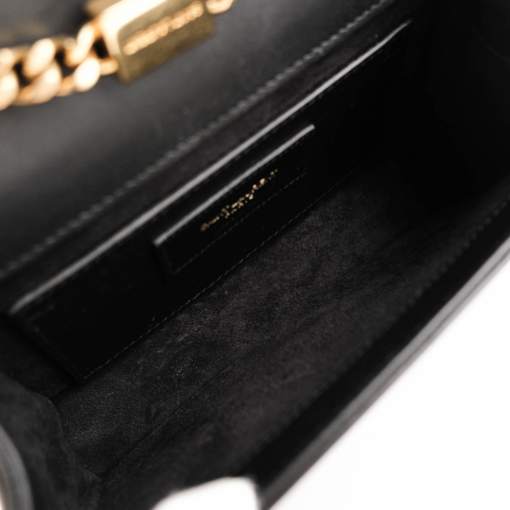 Saint Laurent Kate Small Tassel Bag in Black Smooth Leather with Gold Hardware