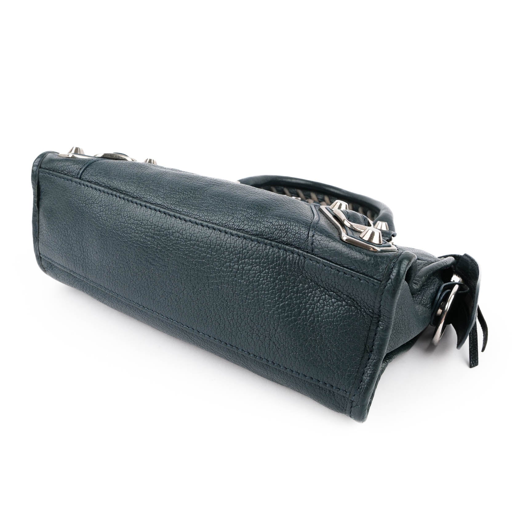 Balenciaga Classic Metallic Edge Mini City Leather 2-Way Handbag Green