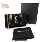 Saint Laurent Suede Star Studded Small Kate Chain Bag - Black
