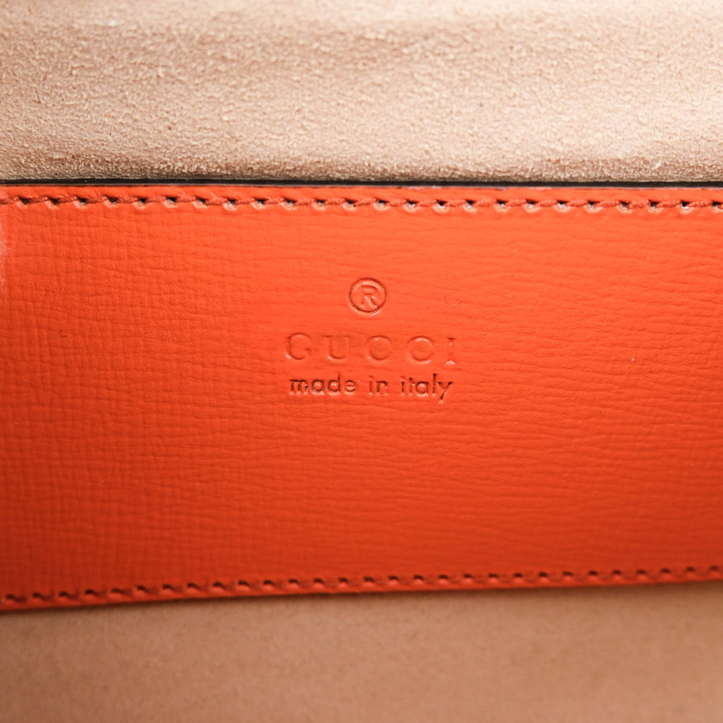 GUCCI Horsebit Mini Shoulder Bag Orange Leather Monochrome 2-Way