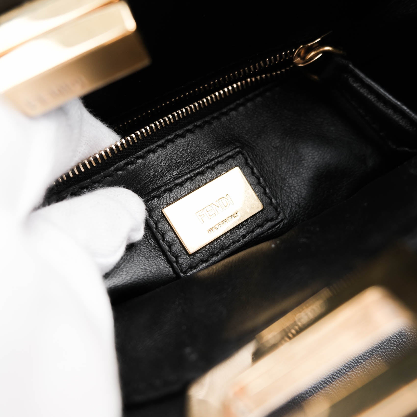 Fendi Peekaboo Mini 2Way Handbag Black Smooth Leather Gold Hardware