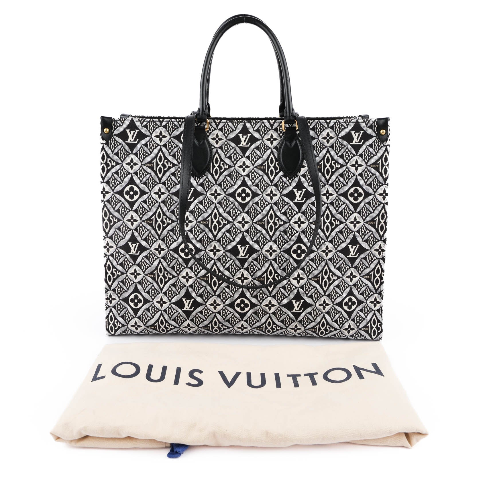 Louis Vuitton Onthego GM Since 1854 M57207 Black Jacquard Tote Bag NFC Verified